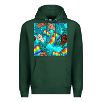 Sports Green Pride lgbtq hands with flag seamless pattern Premium Hoodie - BundleAndBundleShop