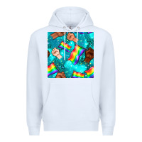 White Pride lgbtq hands with flag seamless pattern Premium Hoodie - BundleAndBundleShop