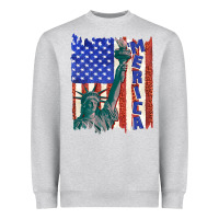 Heather Grey usa flag with statue of liberty Heavyweight Sweatshirt - texasbilliewilder