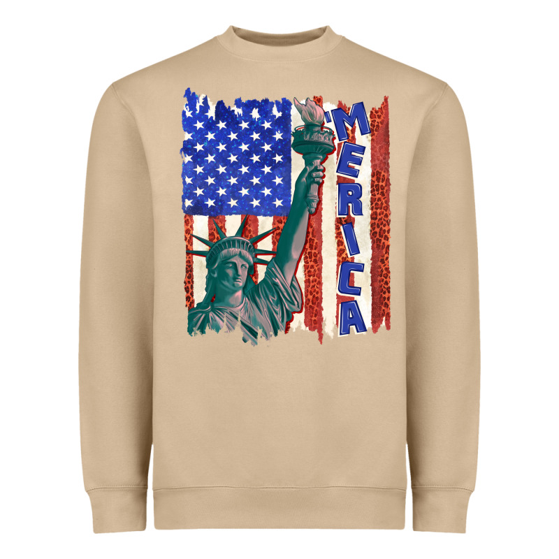 Usa Flag With Statue Of Liberty Heavyweight Sweatshirt by texasbilliewilder | Teevron