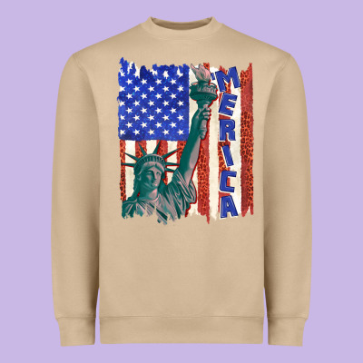 Heavyweight Sweatshirt usa flag with statue of liberty