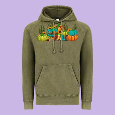 Hello Fall Vintage Hoodie Designed By Jahusdesignshop