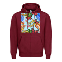 Burgundy summer and leaf seamless pattern Zipper Hoodie - BundleAndBundleShop