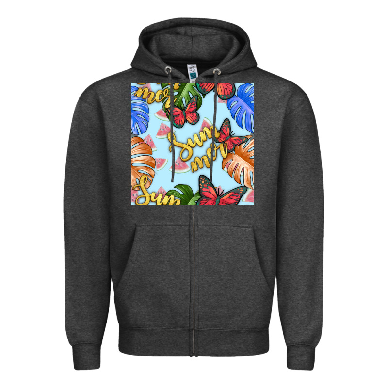 Summer And Leaf Seamless Pattern Zipper Hoodie by BundleAndBundleShop | Teevron