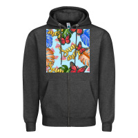 Charcoal Heather summer and leaf seamless pattern Zipper Hoodie - BundleAndBundleShop