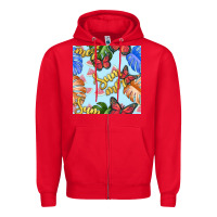 Red summer and leaf seamless pattern Zipper Hoodie - BundleAndBundleShop