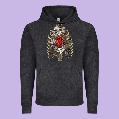 Vintage Hoodie Skeleton Rib Cage Heart
