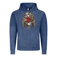 Vintage Denim Skeleton Rib Cage Heart Vintage Hoodie - RanaPortraitStore
