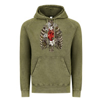 Vintage Olive Skeleton Rib Cage Heart Vintage Hoodie - RanaPortraitStore