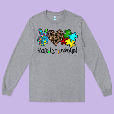 Accept Love Understand Long Sleeve Tee Designed By Cowhidedigitalart