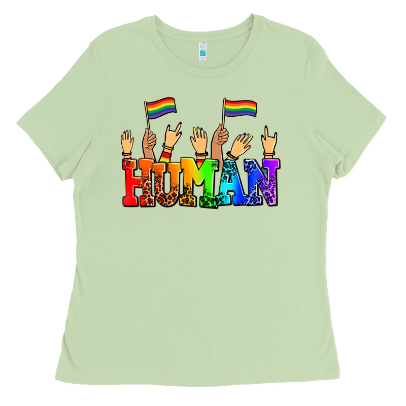 Human With Hands And Pride Flags Ladies Tee by AdoDesignShop | Teevron
