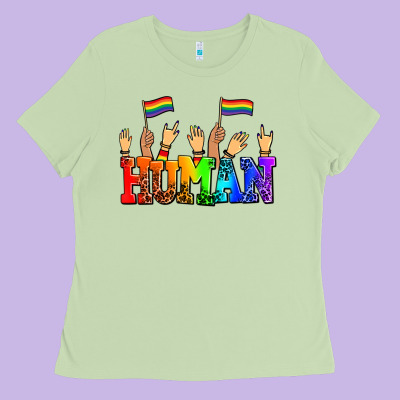 Human With Hands And Pride Flags Ladies Tee Designed By Adodesignshop