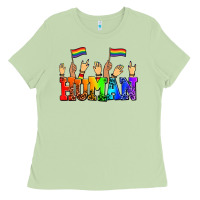 Matcha human with hands and pride flags Ladies Tee - AdoDesignShop