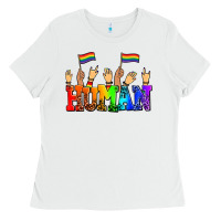 White human with hands and pride flags Ladies Tee - AdoDesignShop