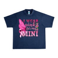 Navy I Wear Pink For My Mini with Butterfly Urban Heavy Tee - texasbilliewilder