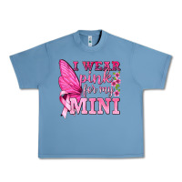 Pebble Blue I Wear Pink For My Mini with Butterfly Urban Heavy Tee - texasbilliewilder