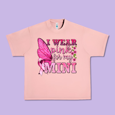 I Wear Pink For My Mini With Butterfly Urban Heavy Tee Designed By Texasbilliewilder