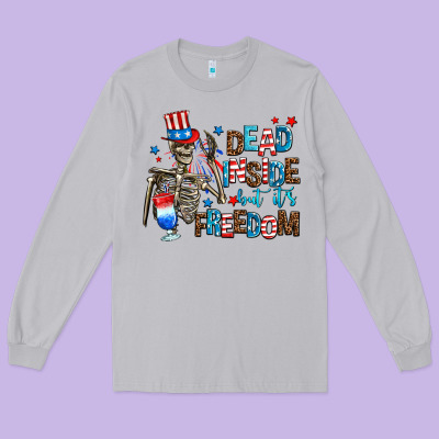 Dead Inside But Its Freedom Long Sleeve Tee Designed By Adodesignshop