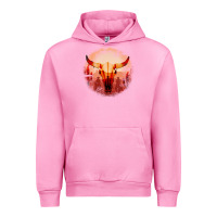 Fuchsia Pink Western Cowboy Sunset Bull Skull Urban Hoodie - Bettercallsaul