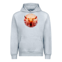 Heather Grey Western Cowboy Sunset Bull Skull Urban Hoodie - Bettercallsaul
