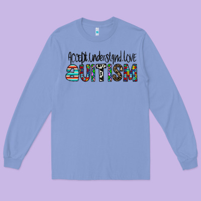 Accept. Understand Love Autism Long Sleeve Tee Designed By Cowhidedigitalart