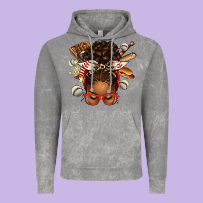 Baseball Afro Messy Bun Vintage Hoodie Designed By Texasbilliewilder
