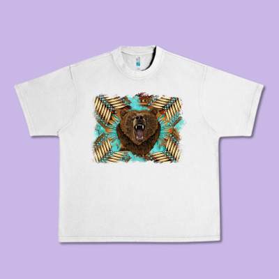 Bear Native American Background Urban Heavy Tee Designed By Barkaloodesign