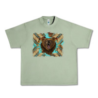 Oil Green bear native American background Urban Heavy Tee - BarkalooDesign