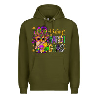 Army Green Happy Mardi Gras With Gnome Premium Hoodie - BundleAndBundleShop