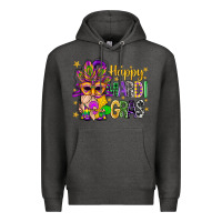 Charcoal Heather Happy Mardi Gras With Gnome Premium Hoodie - BundleAndBundleShop