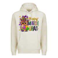 Oatmeal Heather Happy Mardi Gras With Gnome Premium Hoodie - BundleAndBundleShop