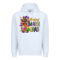 White Happy Mardi Gras With Gnome Premium Hoodie - BundleAndBundleShop