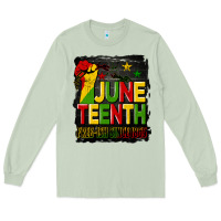 Matcha juneteenth fist free ish since 1865 with background Long Sleeve Tee - HRA Design Shop