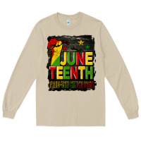 Mushroom juneteenth fist free ish since 1865 with background Long Sleeve Tee - HRA Design Shop