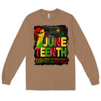 Toasted Coconut juneteenth fist free ish since 1865 with background Long Sleeve Tee - HRA Design Shop