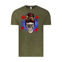 Vintage Olive American mom skull Vintage Tee - Zillion Design Studio