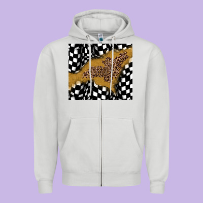 Racing Glitter Leopard Zipper Hoodie Designed By Jahusdesignshop