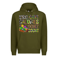 Army Green King Cake Calories Don't Count Mardi Gras Premium Hoodie - BundleAndBundleShop