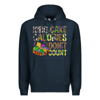 Navy King Cake Calories Don't Count Mardi Gras Premium Hoodie - BundleAndBundleShop