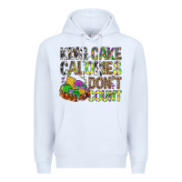 White King Cake Calories Don't Count Mardi Gras Premium Hoodie - BundleAndBundleShop