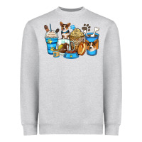 Heather Grey corgi coffee cups Heavyweight Sweatshirt - Zillion Design Studio