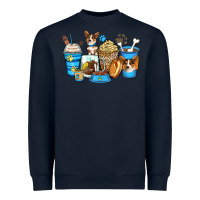 Navy corgi coffee cups Heavyweight Sweatshirt - Zillion Design Studio