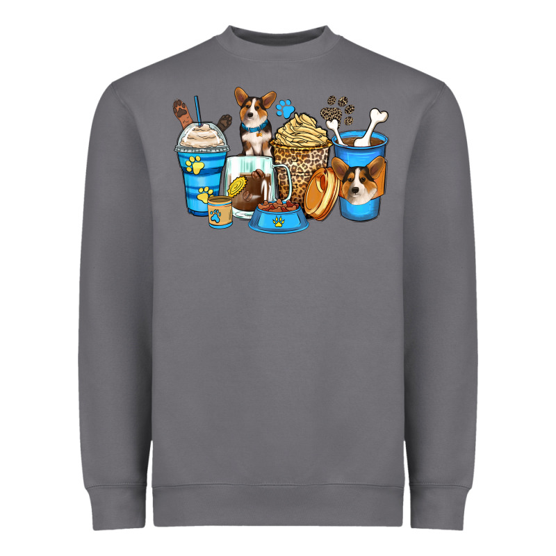 Corgi Coffee Cups Heavyweight Sweatshirt by Zillion Design Studio | Teevron
