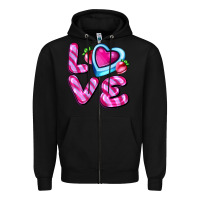 Black love with strawberry candy Zipper Hoodie - AdoDesignShop