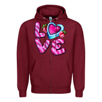 Burgundy love with strawberry candy Zipper Hoodie - AdoDesignShop