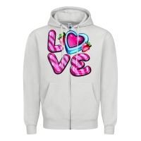 Dove Grey love with strawberry candy Zipper Hoodie - AdoDesignShop