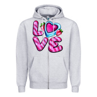 Heather Grey love with strawberry candy Zipper Hoodie - AdoDesignShop