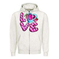 Oatmeal Heather love with strawberry candy Zipper Hoodie - AdoDesignShop
