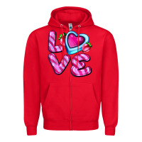 Red love with strawberry candy Zipper Hoodie - AdoDesignShop