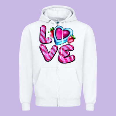 Love With Strawberry Candy Zipper Hoodie Designed By Adodesignshop